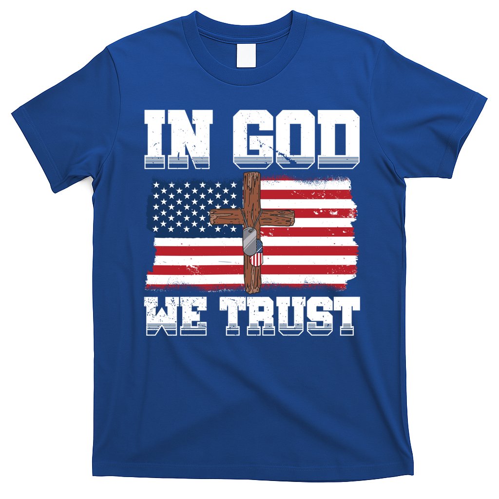 In God We Trust American Flag Jesus Faith Holy Cross Meaningful Gift T-Shirt