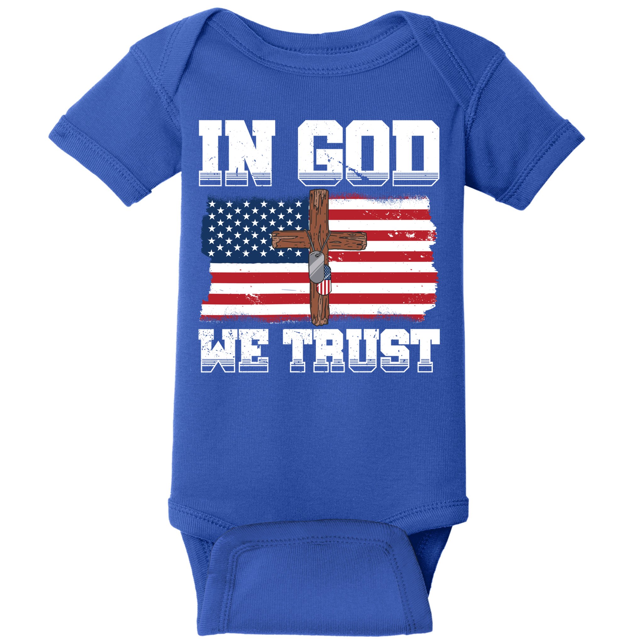 In God We Trust American Flag Jesus Faith Holy Cross Meaningful Gift Baby Bodysuit