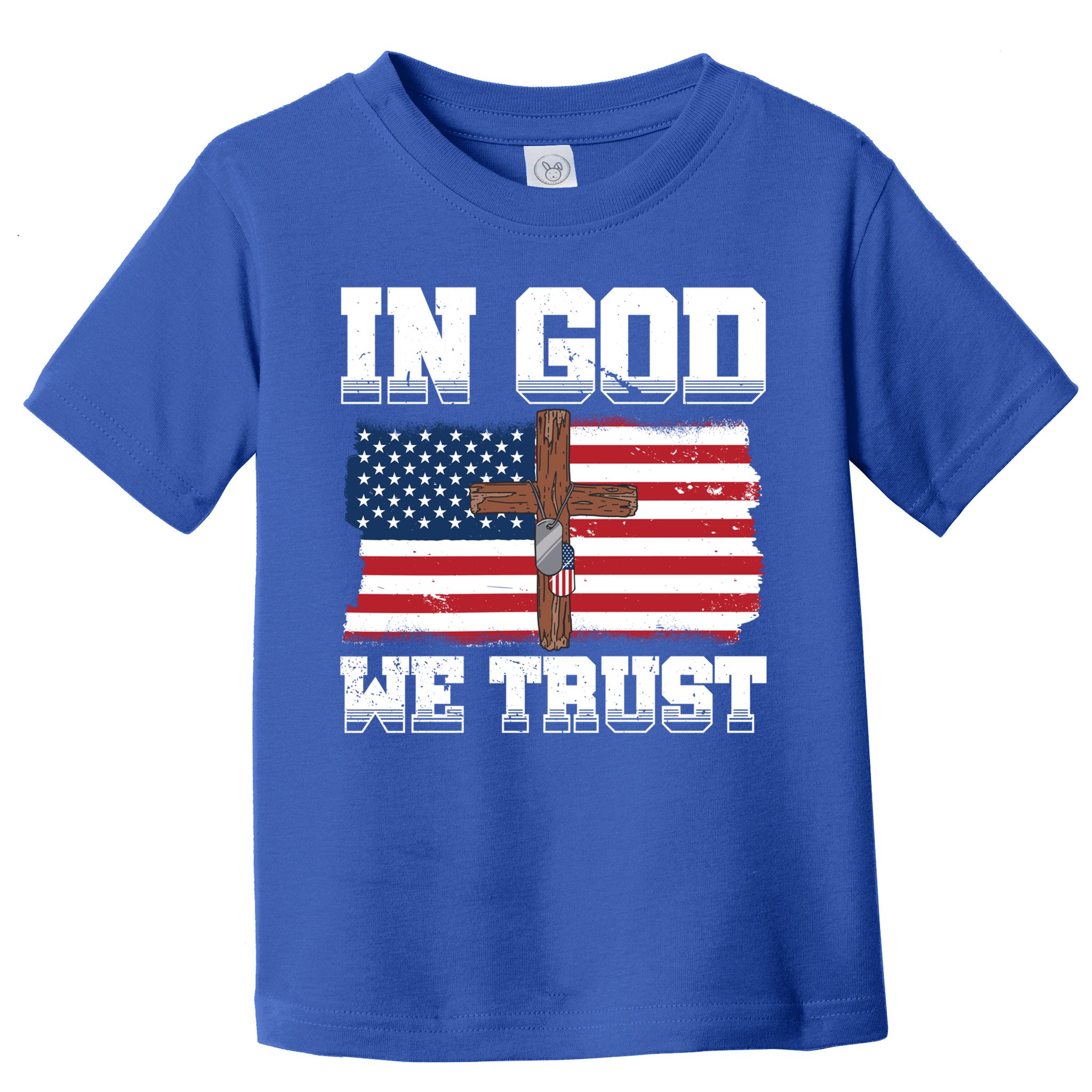 In God We Trust American Flag Jesus Faith Holy Cross Meaningful Gift Toddler T-Shirt