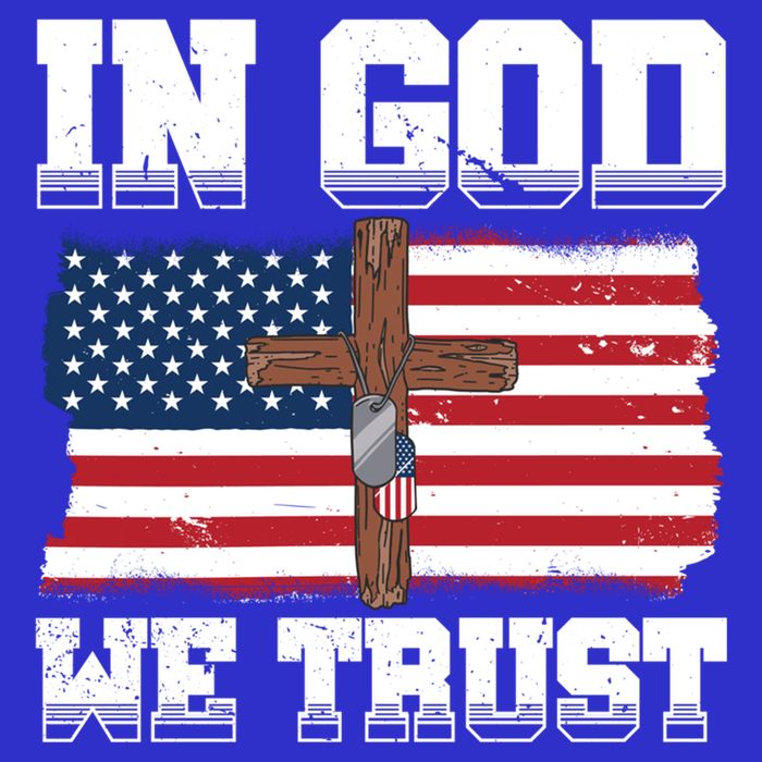 In God We Trust American Flag Jesus Faith Holy Cross Meaningful Gift Kids T-Shirt