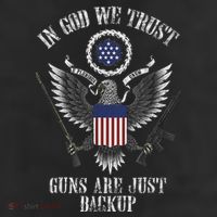 In God We Trust Guns Are Just Backup 7 Panel Mesh Trucker Snapback Hat