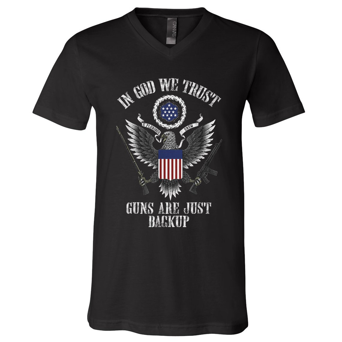 In God We Trust Guns Are Just Backup V-Neck T-Shirt