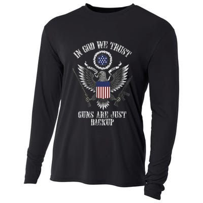 In God We Trust Guns Are Just Backup Cooling Performance Long Sleeve Crew