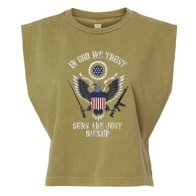 In God We Trust Guns Are Just Backup Garment-Dyed Women's Muscle Tee