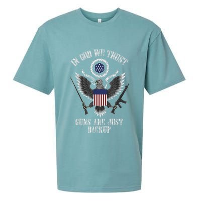 In God We Trust Guns Are Just Backup Sueded Cloud Jersey T-Shirt