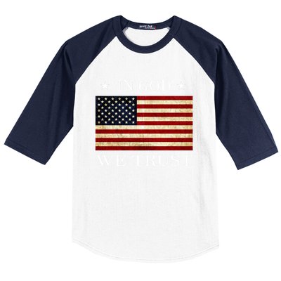 In God We Trust American Flag Patriotic Funny Gift Baseball Sleeve Shirt