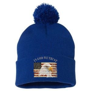 In God We Trust American Respect Gift Pom Pom 12in Knit Beanie