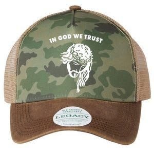 In God We Trust Artistic Design Jesus Face For Christians Gift Legacy Tie Dye Trucker Hat