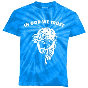 In God We Trust Artistic Design Jesus Face For Christians Gift Kids Tie-Dye T-Shirt