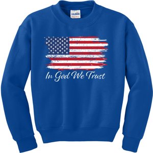 In God We Trust Us Flag Patriotic Gift Kids Sweatshirt