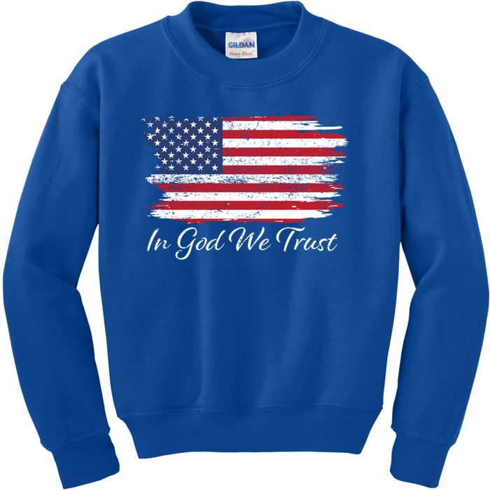 In God We Trust Us Flag Patriotic Gift Kids Sweatshirt