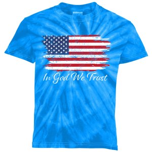 In God We Trust Us Flag Patriotic Gift Kids Tie-Dye T-Shirt