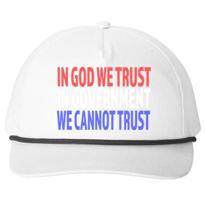 In God We Trust In Governt We Cannot Trust Gift Snapback Five-Panel Rope Hat