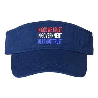 In God We Trust In Governt We Cannot Trust Gift Valucap Bio-Washed Visor