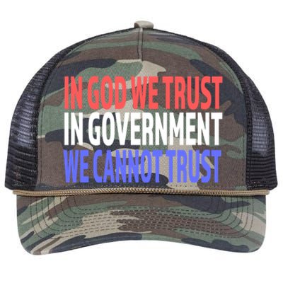 In God We Trust In Governt We Cannot Trust Gift Retro Rope Trucker Hat Cap