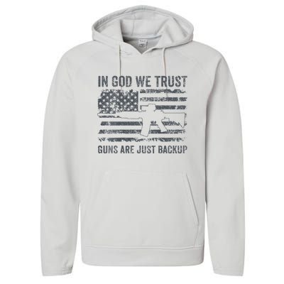 In God We Trust Guns Are Just A Backup Funny Gun Performance Fleece Hoodie