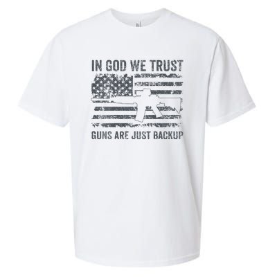 In God We Trust Guns Are Just A Backup Funny Gun Sueded Cloud Jersey T-Shirt