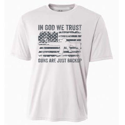 In God We Trust Guns Are Just A Backup Funny Gun Cooling Performance Crew T-Shirt