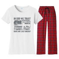 In God We Trust Guns Are Just A Backup Funny Gun Women's Flannel Pajama Set