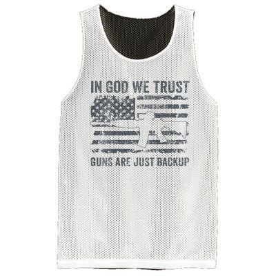 In God We Trust Guns Are Just A Backup Funny Gun Mesh Reversible Basketball Jersey Tank