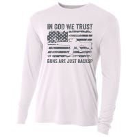 In God We Trust Guns Are Just A Backup Funny Gun Cooling Performance Long Sleeve Crew