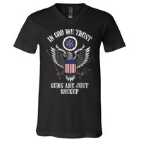 In God We Trust Guns Are Just Backup V-Neck T-Shirt