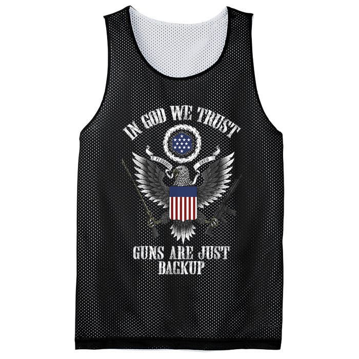 In God We Trust Guns Are Just Backup Mesh Reversible Basketball Jersey Tank