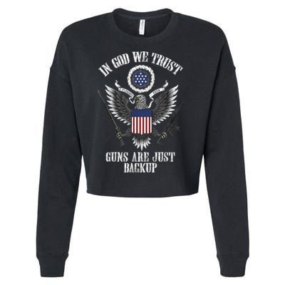 In God We Trust Guns Are Just Backup Cropped Pullover Crew