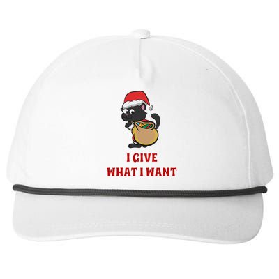 I Give What I Want Santa Cat Christmas Cheer Meaningful Gift Snapback Five-Panel Rope Hat