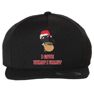 I Give What I Want Santa Cat Christmas Cheer Meaningful Gift Wool Snapback Cap