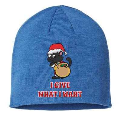 I Give What I Want Santa Cat Christmas Cheer Meaningful Gift Sustainable Beanie