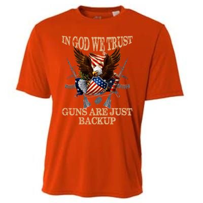 In God We Trust The Guns Are Just Backup Christian Veteran Gift Cooling Performance Crew T-Shirt