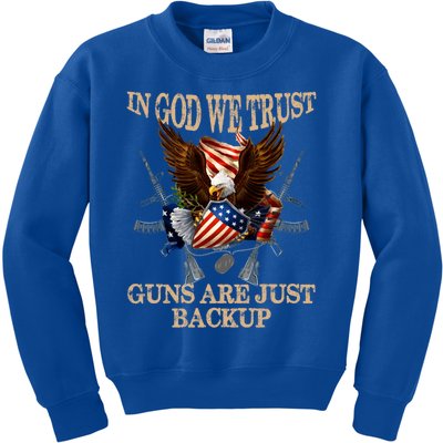 In God We Trust The Guns Are Just Backup Christian Veteran Gift Kids Sweatshirt