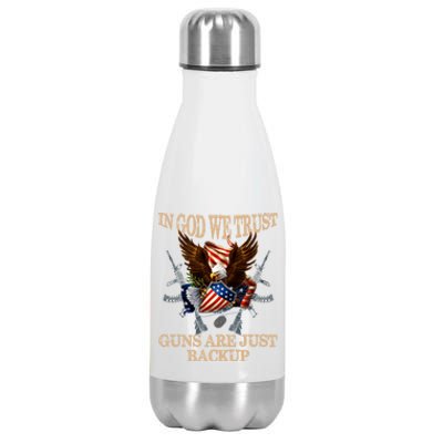 In God We Trust The Guns Are Just Backup Christian Veteran Gift Stainless Steel Insulated Water Bottle