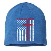 In God We Trust With Patriotic Vintage American Flag Cool Gift Sustainable Beanie