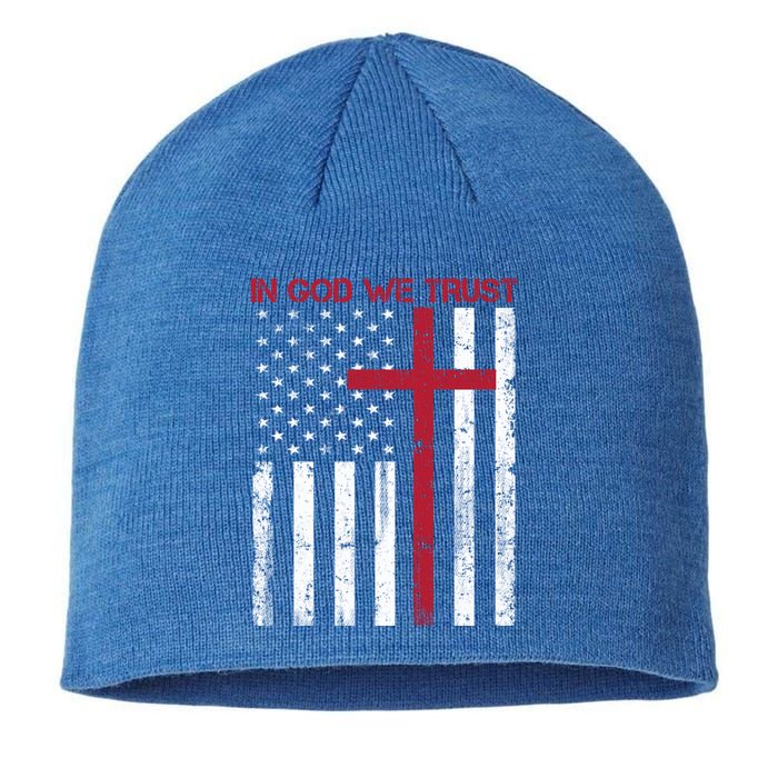 In God We Trust With Patriotic Vintage American Flag Cool Gift Sustainable Beanie