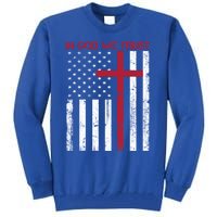 In God We Trust With Patriotic Vintage American Flag Cool Gift Tall Sweatshirt