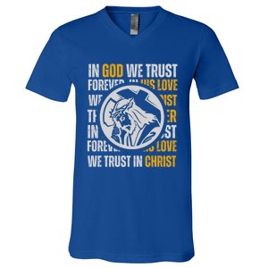 In God We Trust Saved By Grace Jesus Christian Gift V-Neck T-Shirt