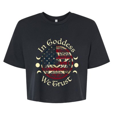 In Goddess We Trust Witch Lover American Flag Bella+Canvas Jersey Crop Tee