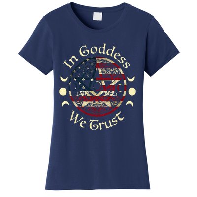 In Goddess We Trust Witch Lover American Flag Women's T-Shirt