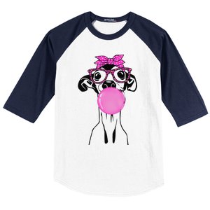 Italian Greyhound with bubble gum bandana glasses Baseball Sleeve Shirt