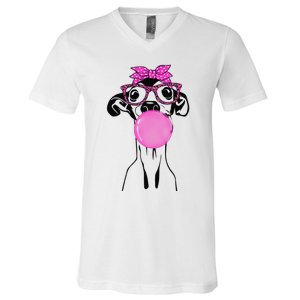 Italian Greyhound with bubble gum bandana glasses V-Neck T-Shirt