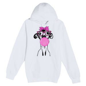 Italian Greyhound with bubble gum bandana glasses Premium Pullover Hoodie