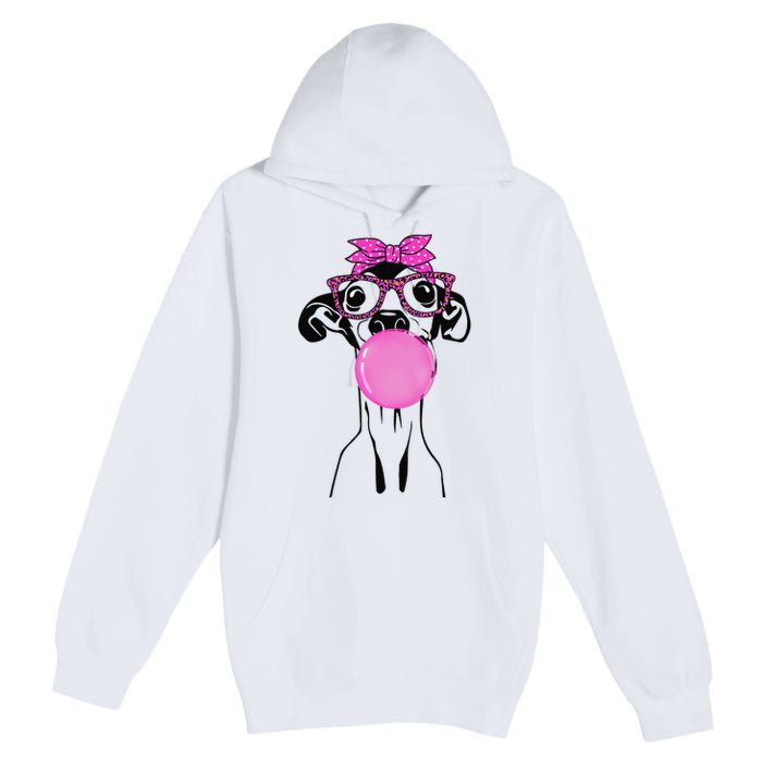 Italian Greyhound with bubble gum bandana glasses Premium Pullover Hoodie