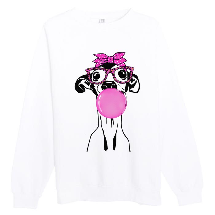 Italian Greyhound with bubble gum bandana glasses Premium Crewneck Sweatshirt