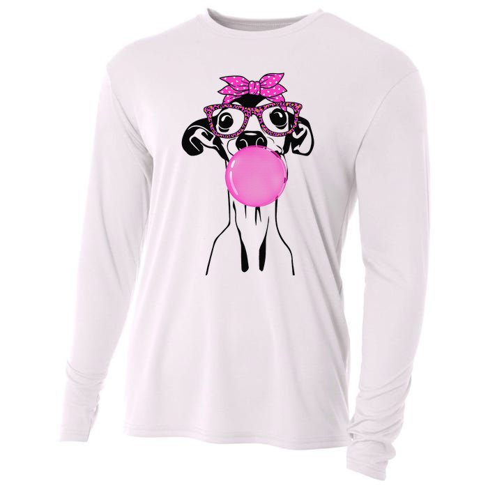 Italian Greyhound with bubble gum bandana glasses Cooling Performance Long Sleeve Crew