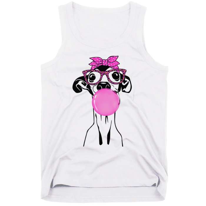 Italian Greyhound with bubble gum bandana glasses Tank Top