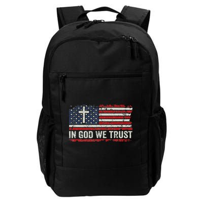 In God We Trust Vintage USA Flag Cross Patriotic Christian Backpack