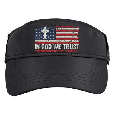 In God We Trust Vintage USA Flag Cross Patriotic Christian Adult Drive Performance Visor