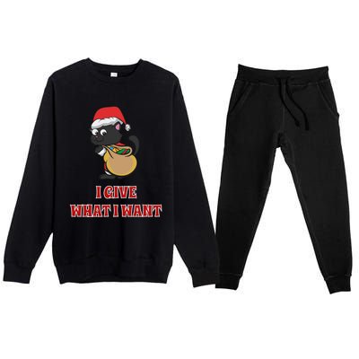 I Give What I Want Santa Cat Christmas Cheer Gift Premium Crewneck Sweatsuit Set